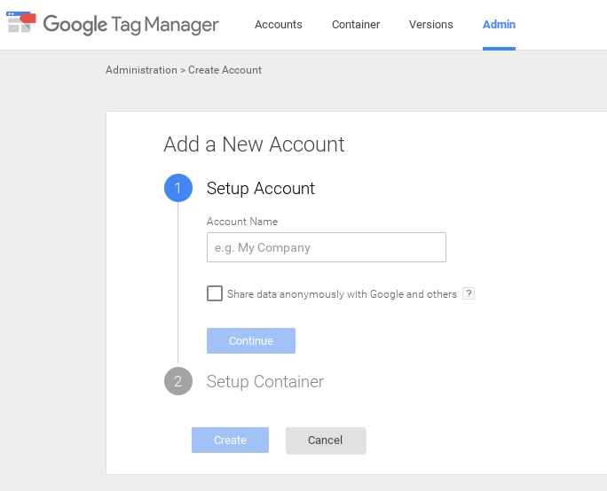 Configurando la Cuenta y el contenedor del google tag manager